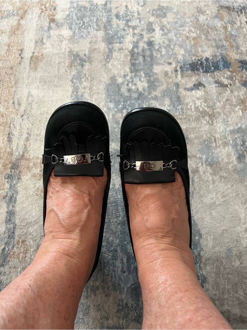 Gianni Bini Black Sparkle Slingback Heels with Floral Applique